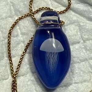 Blue Glass Jellyfish Necklace K18